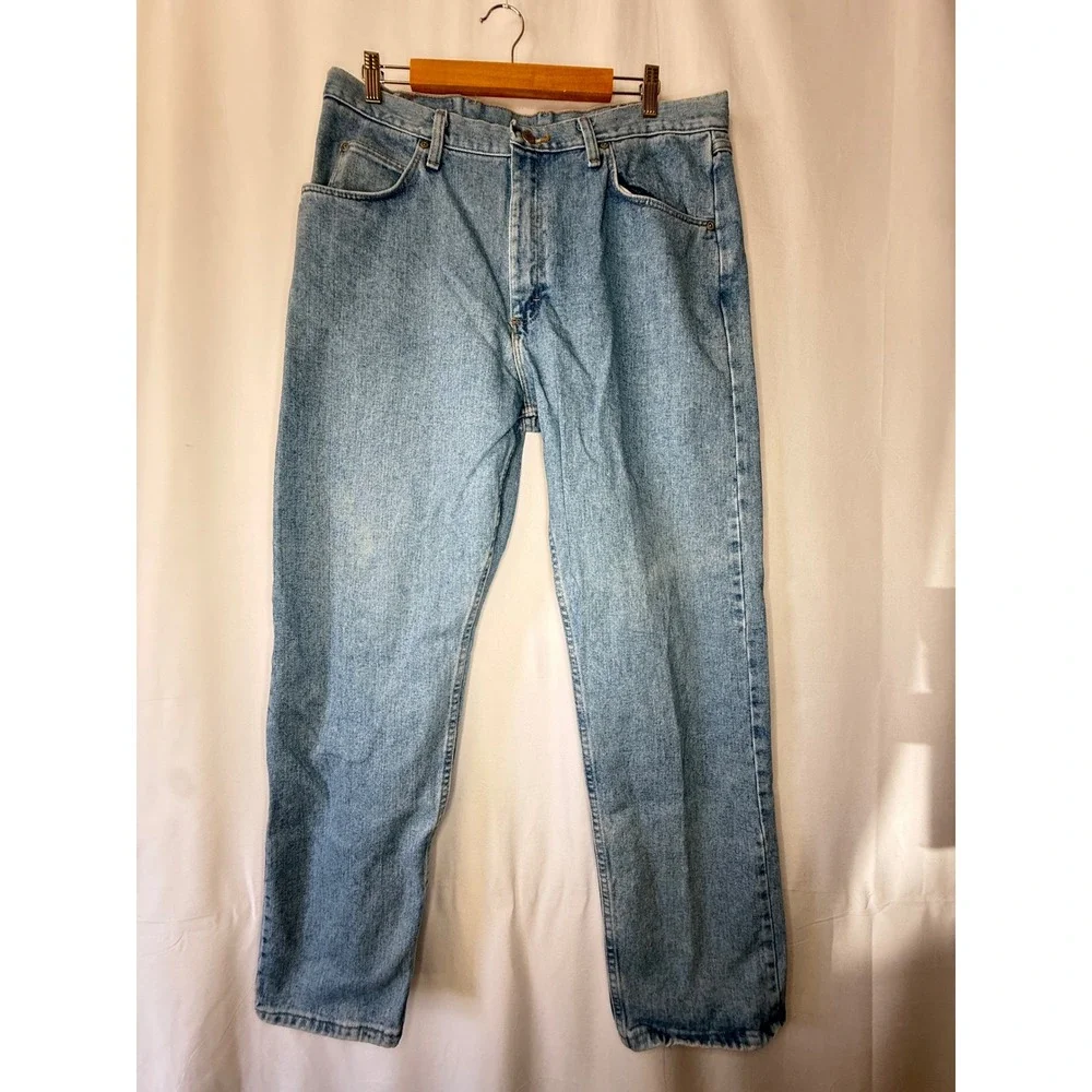 Wrangler Authentic Mens Regular Fit Straight Leg Light Wash Jeans 97601SB 36x32